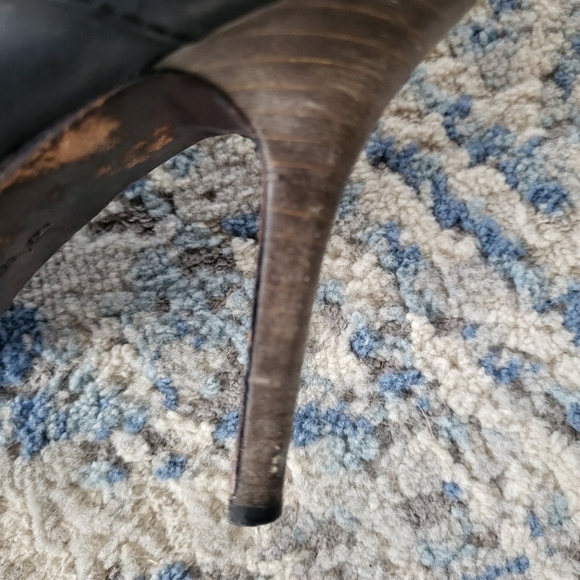 Coach Tessie Black Leather Ankle Moto High Heel Buckle Boots Booties Siz… - Picture 11 of 16